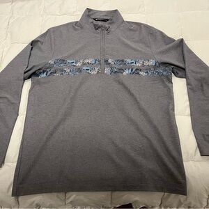 Travis Mathew Gray Quarter-Zip Pullover with Blue Floral Accent